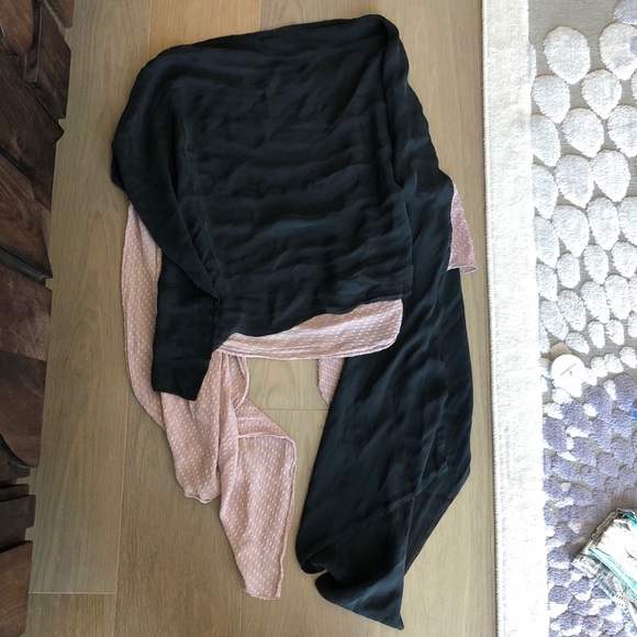 Pink black color block scarf shawl semi sheer unique cute chic - Picture 5 of 6